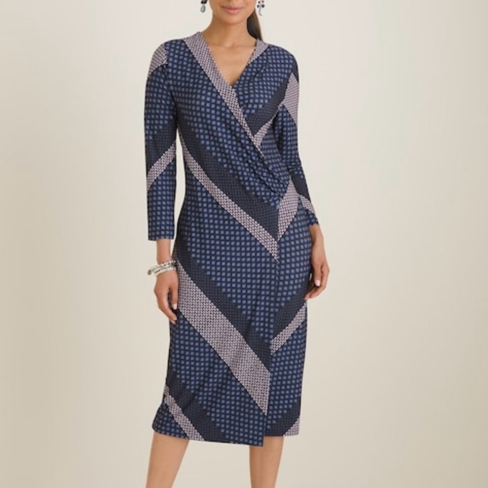 Chico's Foulard Stripe Faux-wrap Dress